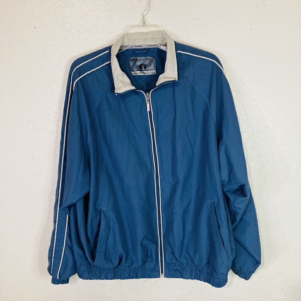 Weatherproof Track‎ Suit Jacket Mens L Blue Windbreaker Performance